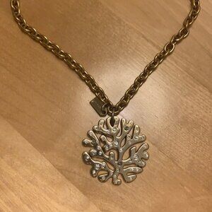 Coach pavé coral gold necklace